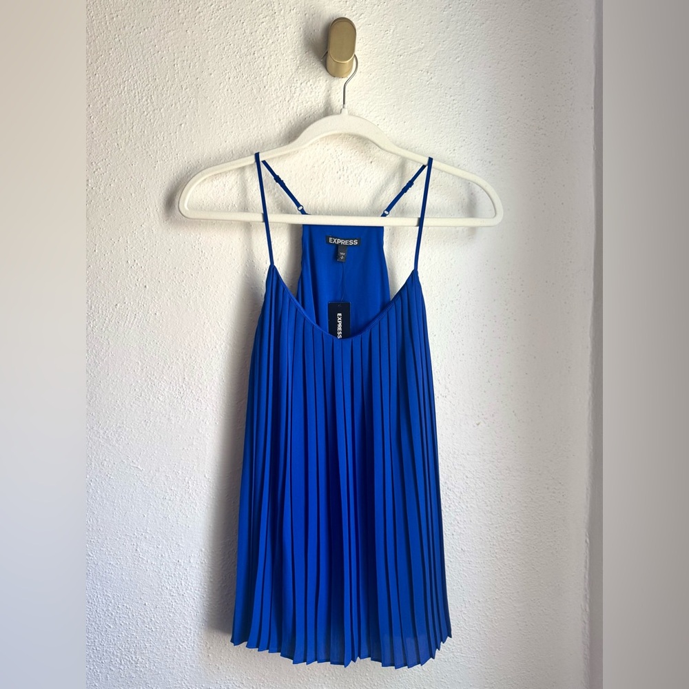 NWT Express Vibrant Blue Pleated Top Adjustable Straps Small